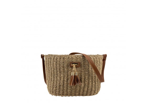 Bolso Capazo Rafia Doble Borla